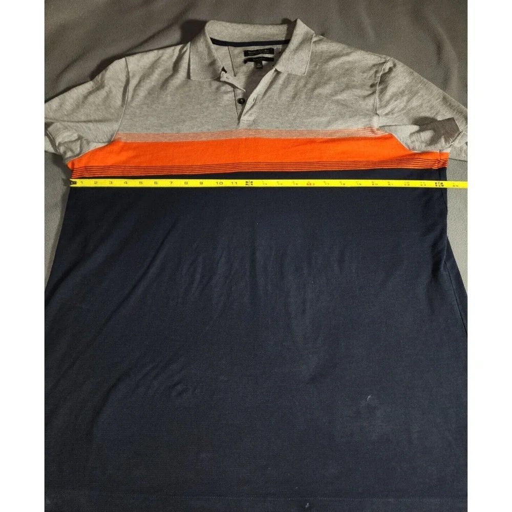 Banana Republic Shirt Mens XL Blue Orange Colorblock Short Sleeve Quarter Button